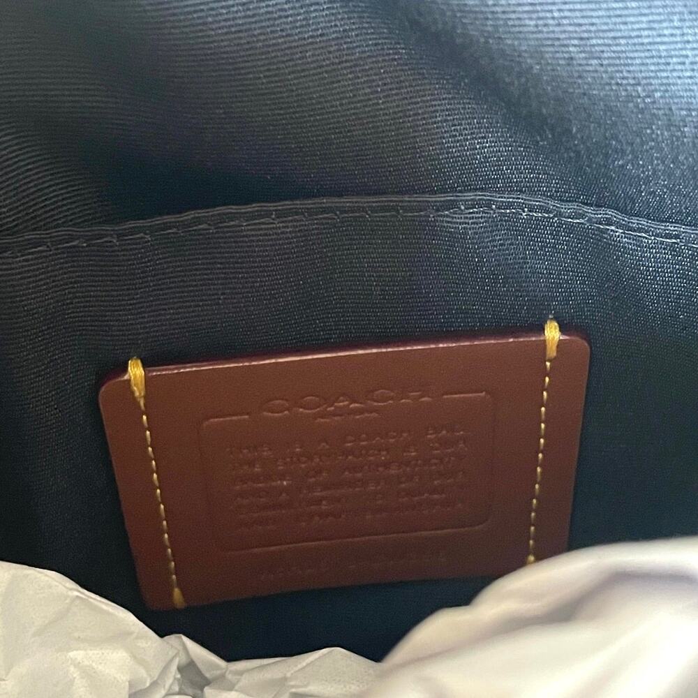 Coach Fiona Zip Tote CW396 Blue Pearlized Leather Canvas Medium - Picture 7 of 13